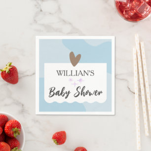 Modern Light Blue Little Star Baby Shower Napkin