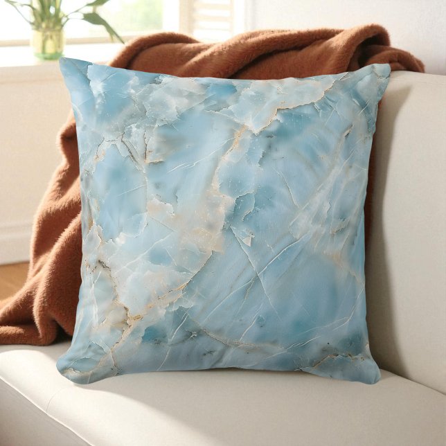 Modern Light Blue Luxurious Aesthetic Gemstone Cushion (Modern Light Blue Luxurious Aesthetic Gemstone Throw Pillow)