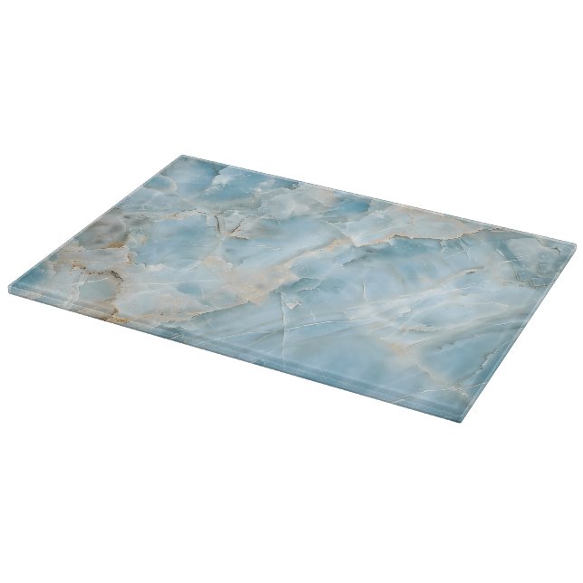 Modern Light Blue Luxurious Aesthetic Gemstone Cutting Board (Corner)