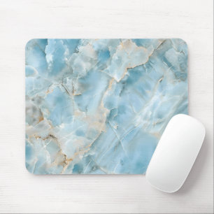 Modern Light Blue Luxurious Aesthetic Gemstone Mouse Pad