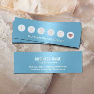 Modern Light Blue Metallic 6 Punch Loyalty Card