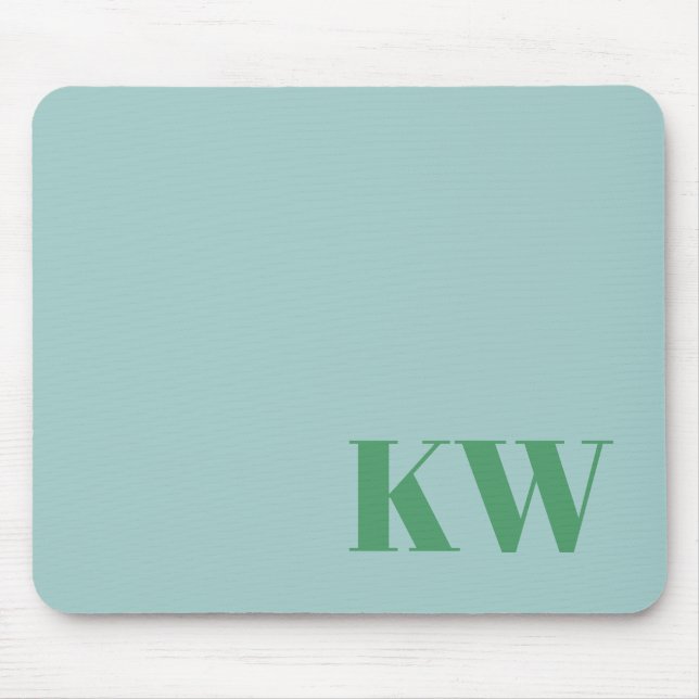 Modern Light Blue Monogram Initials Personalized Mouse Pad (Front)