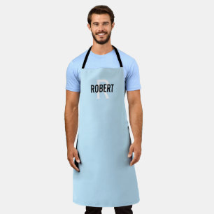 Modern light blue monogram male name apron