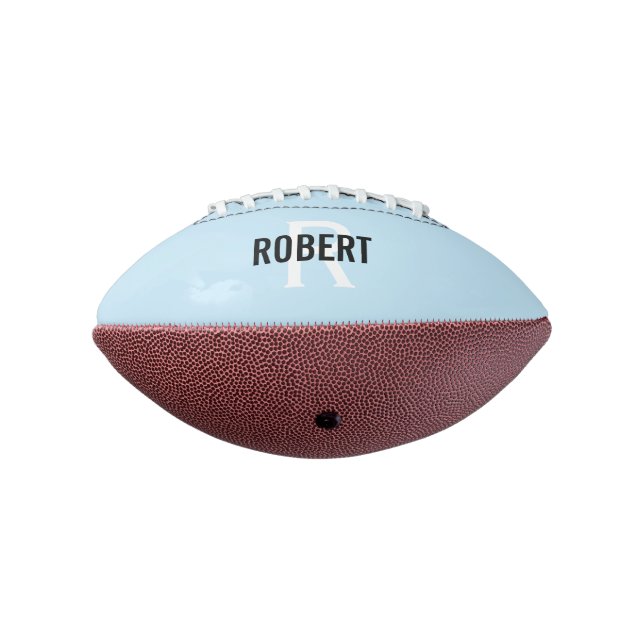 Modern light blue monogram name football (Rotated 270)