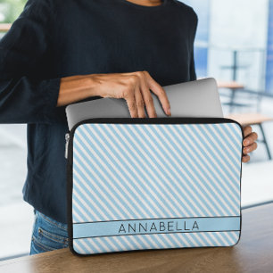 Modern Light Blue Stripes Laptop Sleeve