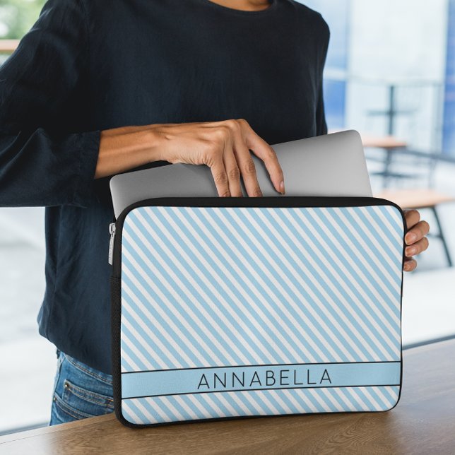 Modern Light Blue Stripes Laptop Sleeve (Creator Uploaded)