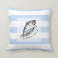 Modern light Blue Stripes sea shell beach