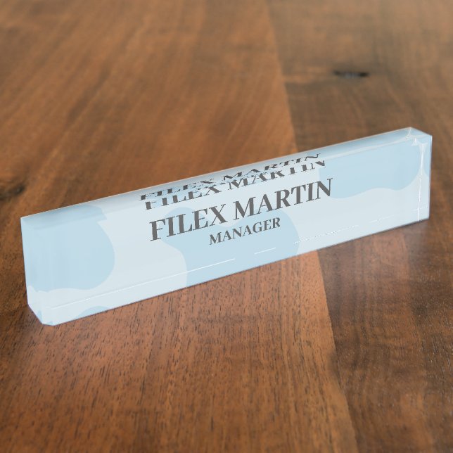 Modern Light Blue Stylish Business Custom Nameplate (Side)