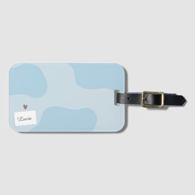 Modern light Blue Stylish Travel Luggage Tag (Front Horizontal)