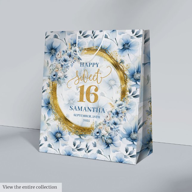 Modern Light Blue Sweet 16 Gold Glitter Party Bag (Modern Light Blue Sweet 16 Gold Glitter Party Bag)
