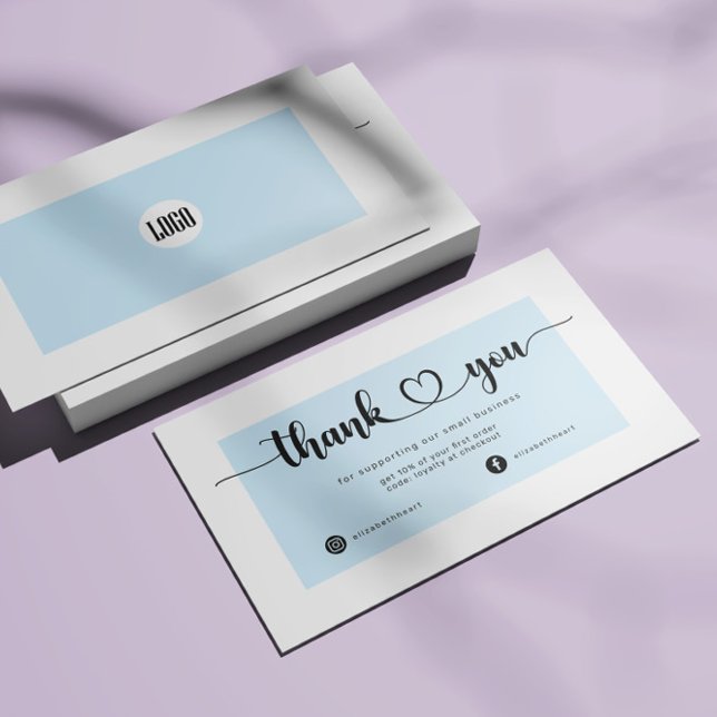 Modern Light Blue Thank You Business Card (Creator Uploaded)