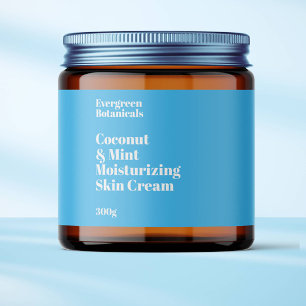 Modern light blue waterproof cosmetics jar label
