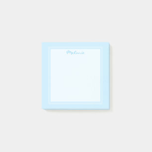 Modern Light Blue White Border Script Post-it Notes