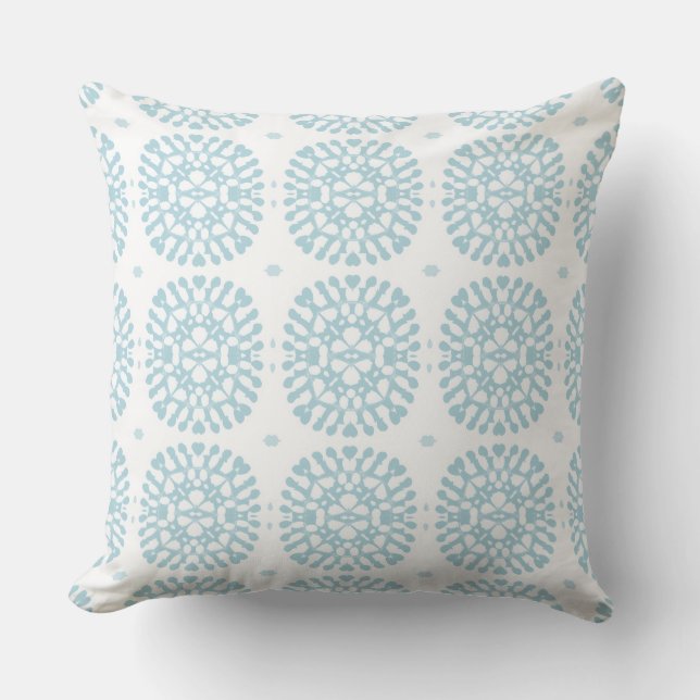 Modern Light Blue & White Coastal Throw Pillow (Front)