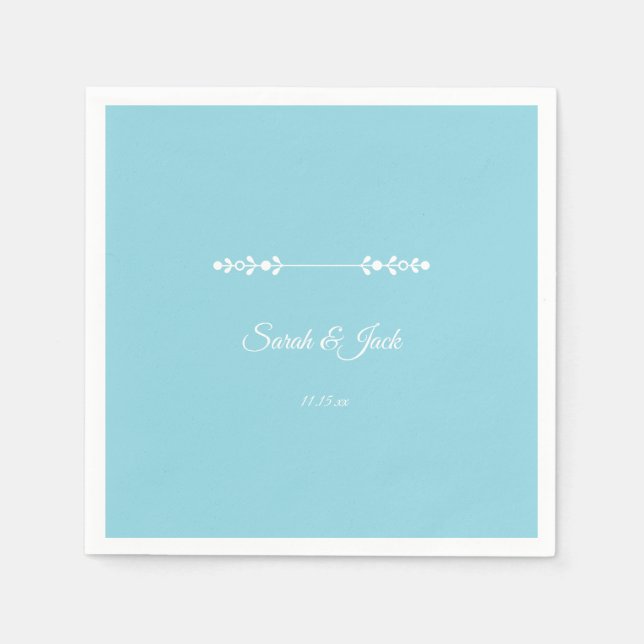 Modern Light Blue & White Cocktail Napkin (Front)