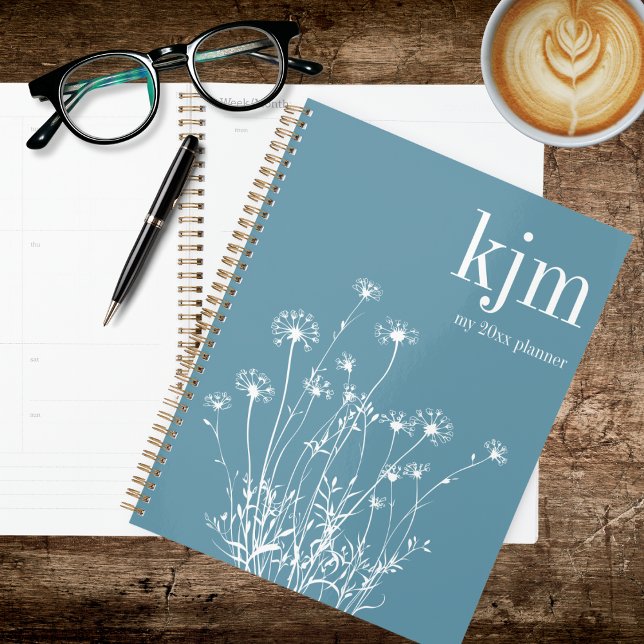 Modern Light Blue & White Wildflowers Planner (Creator Uploaded)