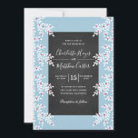 Modern Light Blue Winter Wedding Chalkboard Invitation<br><div class="desc">Elegant  and modern winter wedding invitations featuring chalkboard design with light blue background and christmas florals. All the text can be replaced with your own.</div>