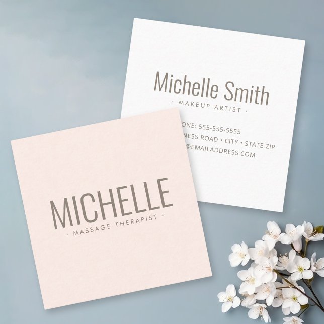 Modern light blush pink bold professional minimal square business card (Creator Uploaded)