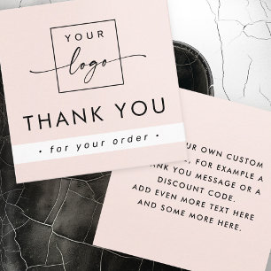 Modern light blush pink business thank you insert