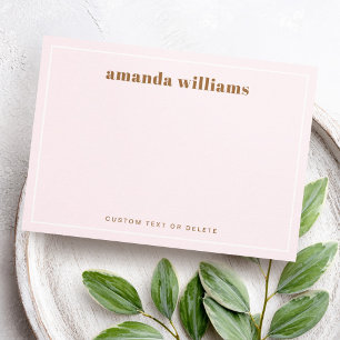 Modern light blush pink name & text mini notecard business card