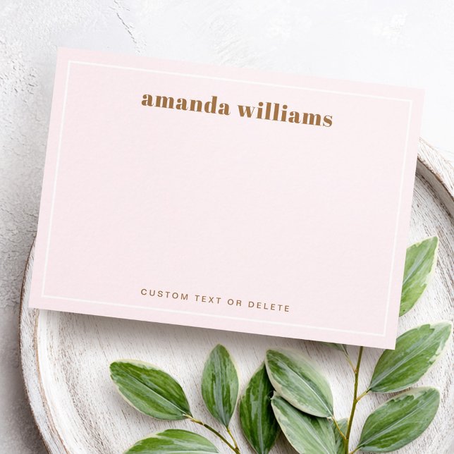 Modern light blush pink name & text mini notecard business card (Modern light blush pink name & text mini notecard business card)