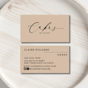 Modern Light brown Cakes by Script Bakery Small Business Card