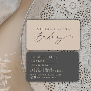 Modern Light Brown Handwritten Script Bakery Business Card