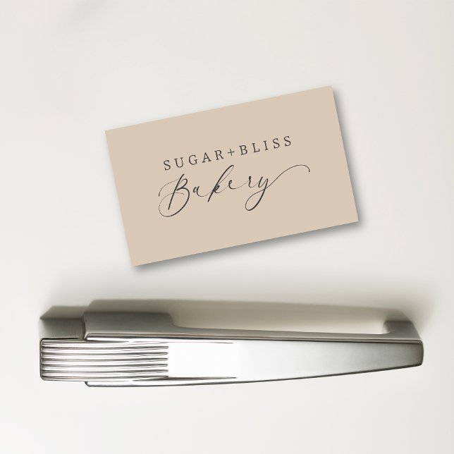 Modern Light Brown Handwritten Script Bakery Magnetic Business Card (Creator Uploaded)