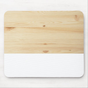 Modern light brown white rustic wood mouse pad