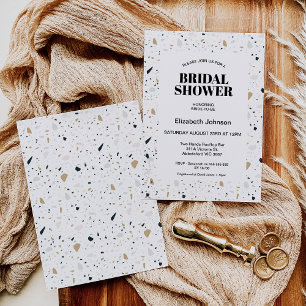 Modern Light Colored Terrazzo Bridal Shower Invitation