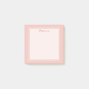 Modern Light Coral White Border Script Post-it Notes