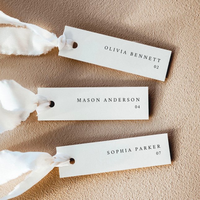 Modern Light Cream Simple Wedding Name Place Cards (Delivered untrimmed)