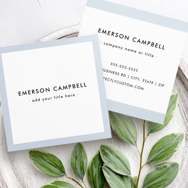 Modern light dusty blue border professional square business card (Modern light dusty blu border professional square business card)
