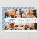 Modern Light | Elegant Hanukkah 5 Photo Collage Holiday Card<br><div class="desc">Share the joy of Hanukkah with these colourful photo collage cards featuring 5 of your favourite landscape or horizontal orientated photos. "Happy Hanukkah" appears through the centre in modern bicolor type,  with your family name,  custom greeting (shown with "love and light") and the year along the bottom.</div>