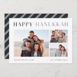 Modern Light | Elegant Hanukkah Photo Collage Holi Holiday Card<br><div class="desc">Share Hanukkah wishes with these simple and elegant photo collage cards,  featuring three of your favourite photos aligned in the centre. "Happy Hanukkah" appears across the top in chic and modern lettering,  with a custom message and your family name along the bottom.</div>