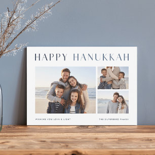 Modern Light   Elegant Hanukkah Photo Collage Holiday Card