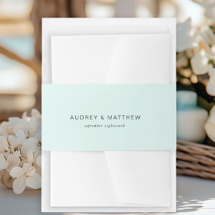Modern light-green-blue invitation belly band