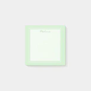 Modern Light Green White Border Script Post-it Notes