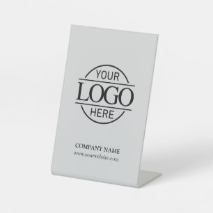 Modern Light Grey Corporate Company Business Logo Pedestal Sign