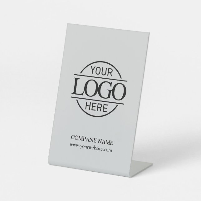 Modern Light Grey Corporate Company Business Logo Pedestal Sign (Front)