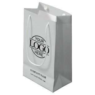Modern Light Grey Corporate Company Business Logo Small Gift Bag