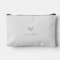 Modern Light Grey Gold Script Monogram