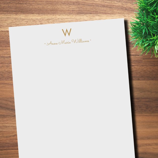 Modern Light Grey Gold Script Monogram Notepad (Creator Uploaded)