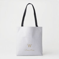 Modern Light Grey Gold Script Monogram