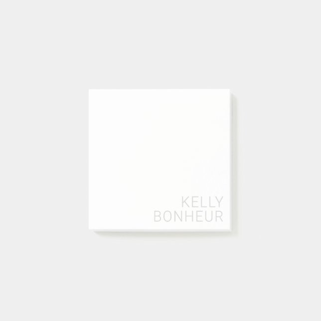 Modern Light Grey Name On White Post-it Notes (Front)