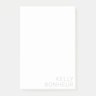 Modern Light Grey Name On White Post-it Notes