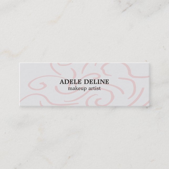 Modern Light Grey Pink Abstract Pattern Makeup Mini Business Card (Front)