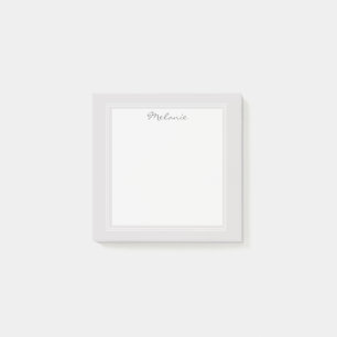 Modern Light Grey Silver White Border Script Post-it Notes