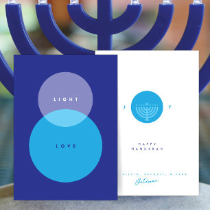 Modern Light & Love Blue on Blue Hanukkah  Card