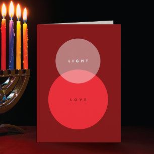 Modern Light & Love Red Folded Hanukkah Holiday Card